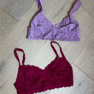 Hanky Panky Lace Bralette Duo in Lavender and Berry